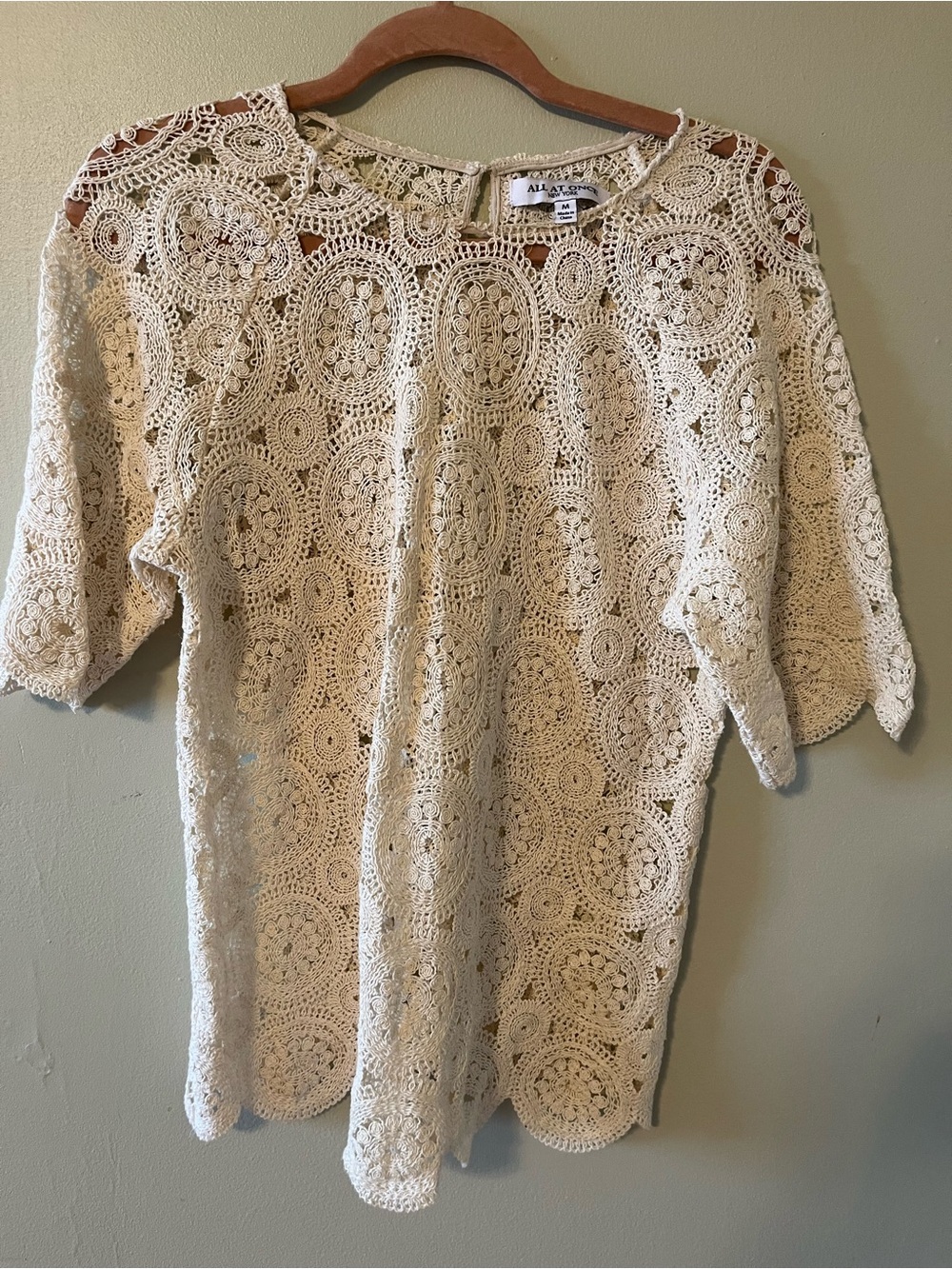 All At Once Cream Crochet Top Cotton Blend